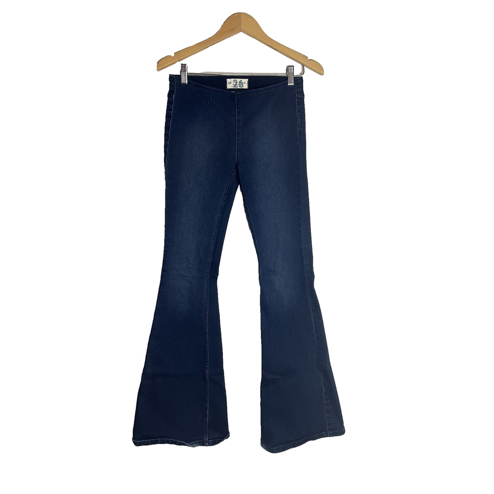 Free People Dark Indigo Wide Leg Denim Jumpsuit Pants